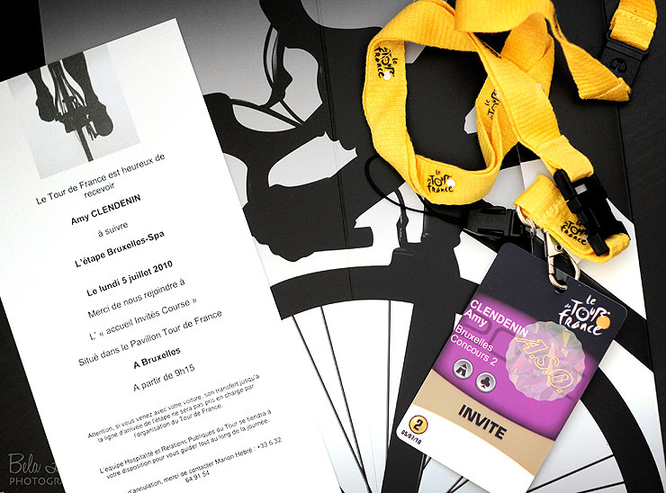 Invitation and badge for Brussels-Spa leg of the Tour de France.