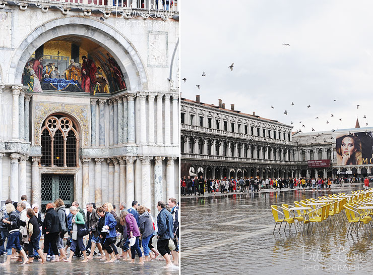 A flooded Piazza San Marco in Venice. 